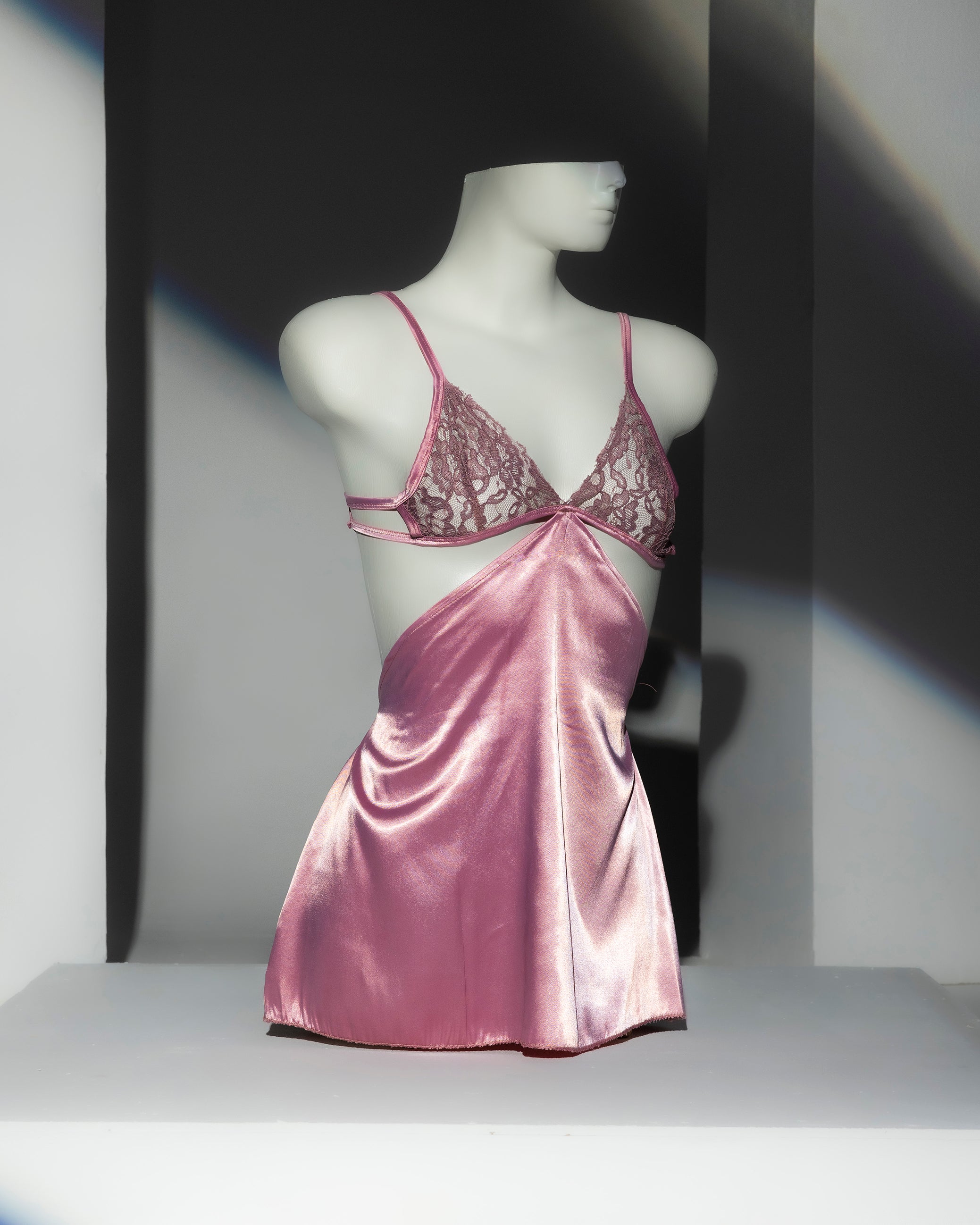 Blush Satin Robe and Lingerie Set - Pampering yourself