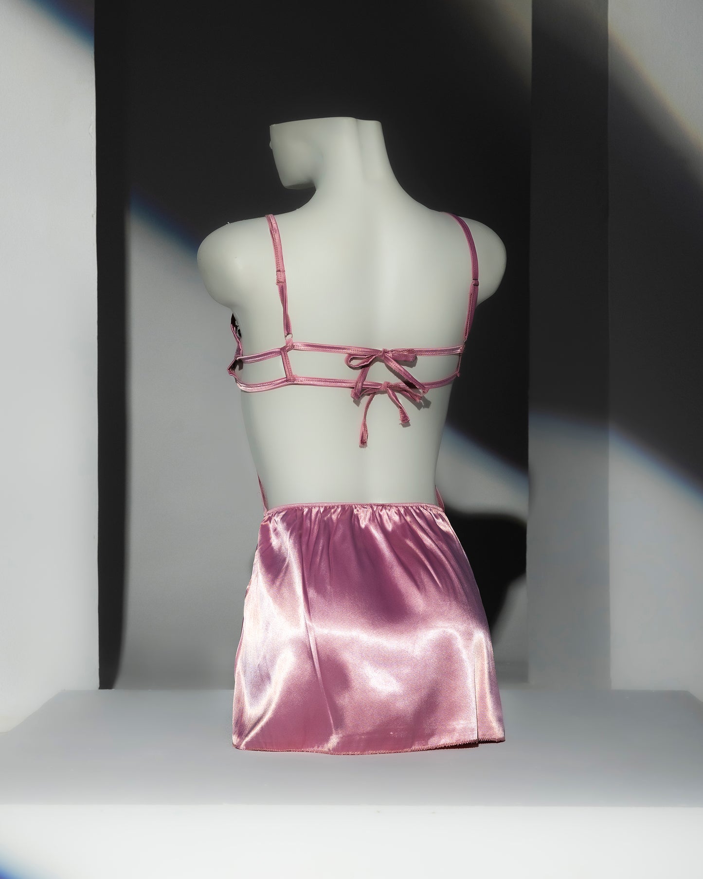 Blush Satin Robe and Lingerie Set - Pampering yourself