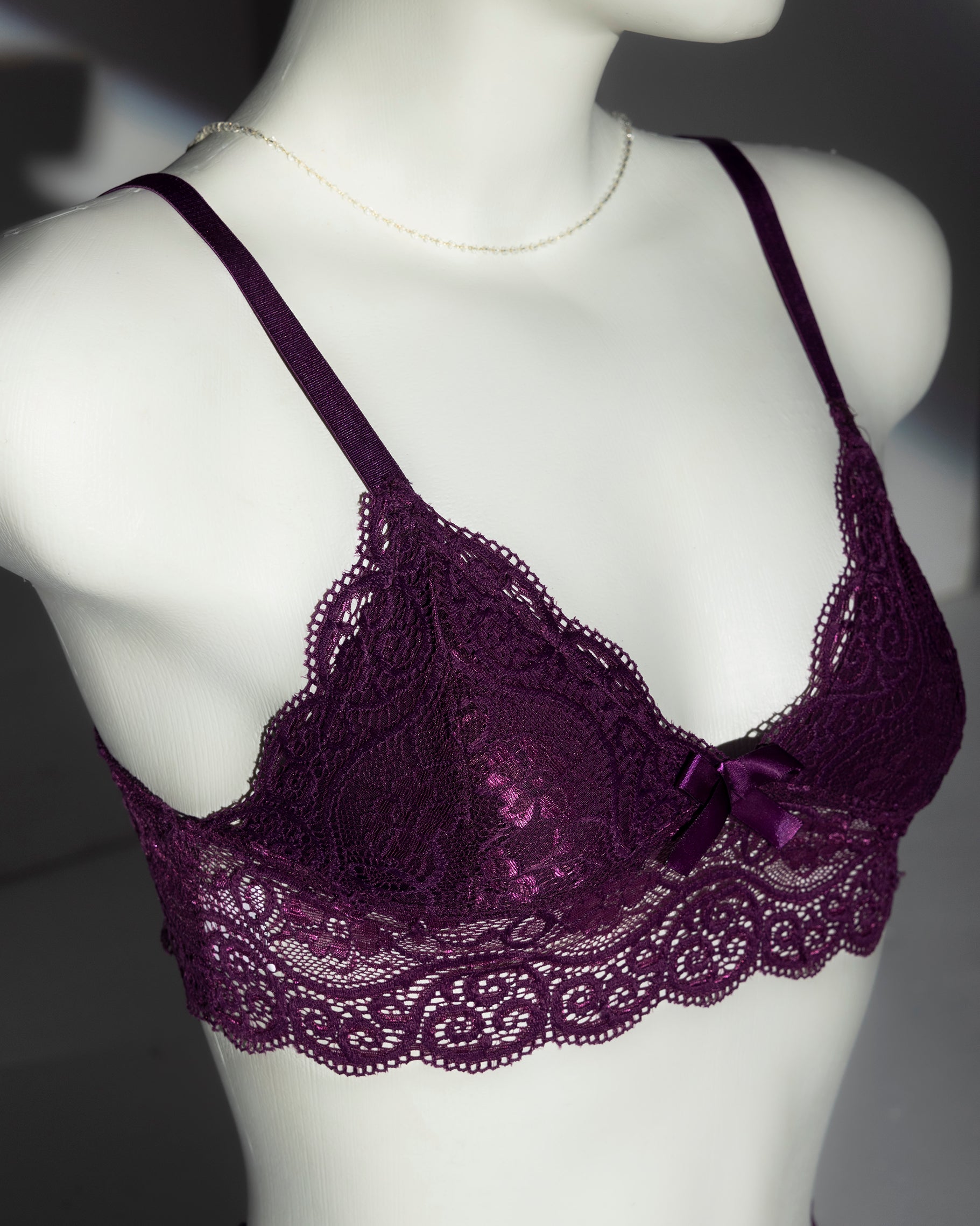 Plum Purple Lace Bralette and Shorts Set - Pampering yourself