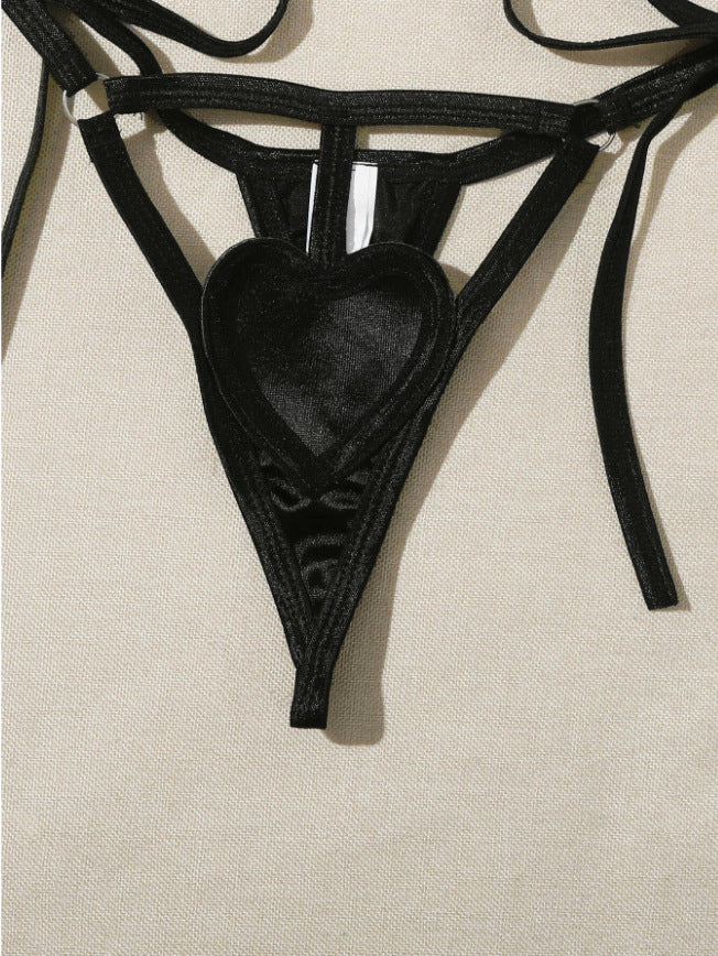Heart-Shaped Lace Strappy Lingerie Set