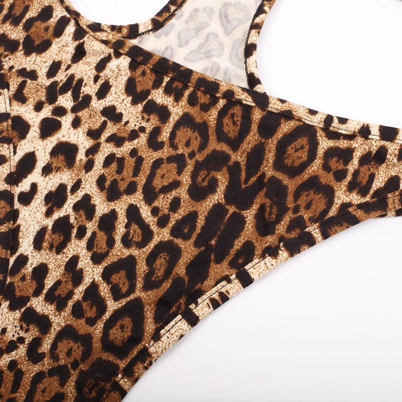 Leopard Print Cut-Out Bodysuit - Pampering yourself