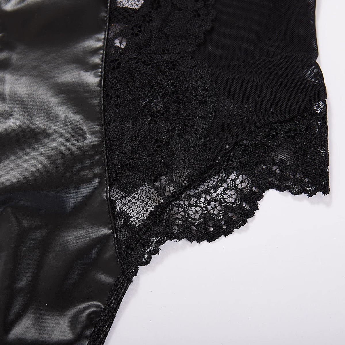 Elegant Black Satin Lace Bodysuit