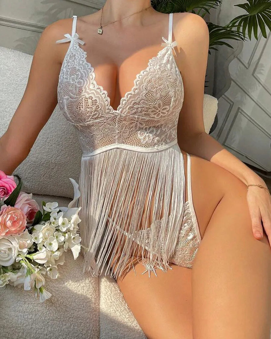 Ivory Whisper Fringe Bodysuit