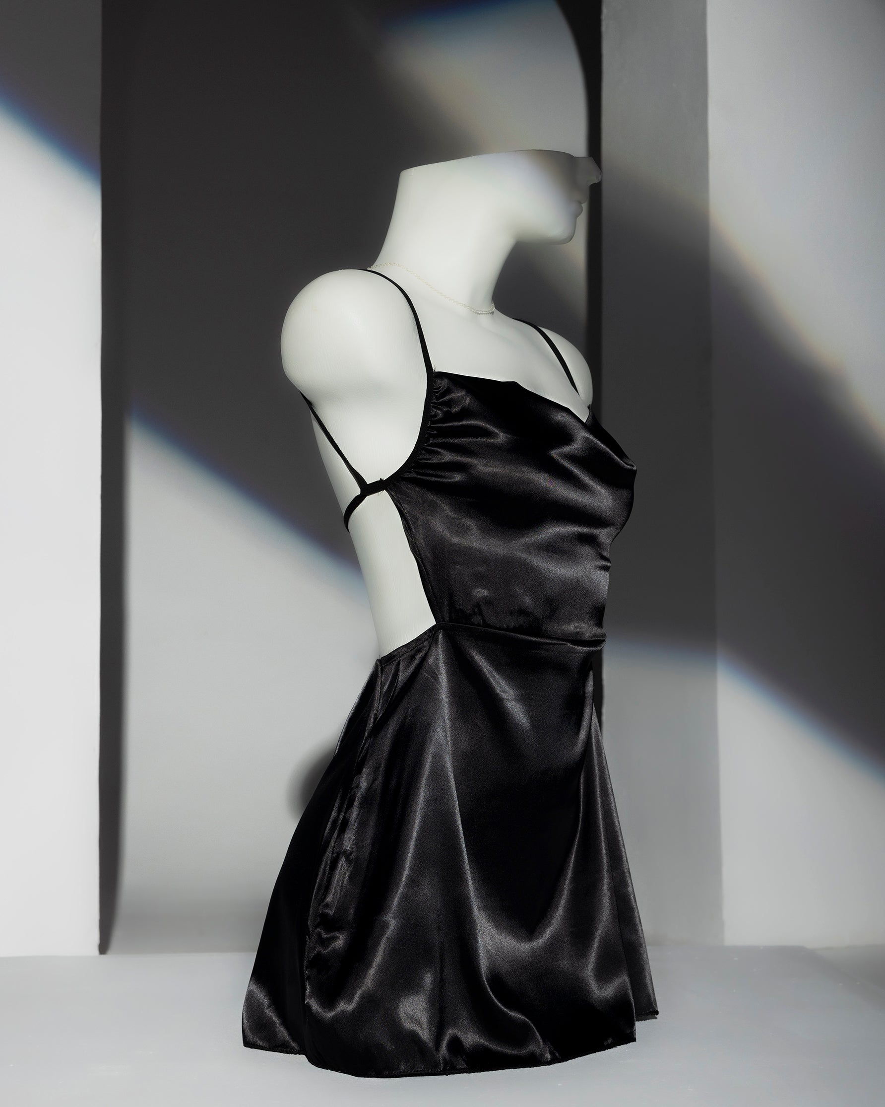 Black Satin Slip Dress - Pampering yourself