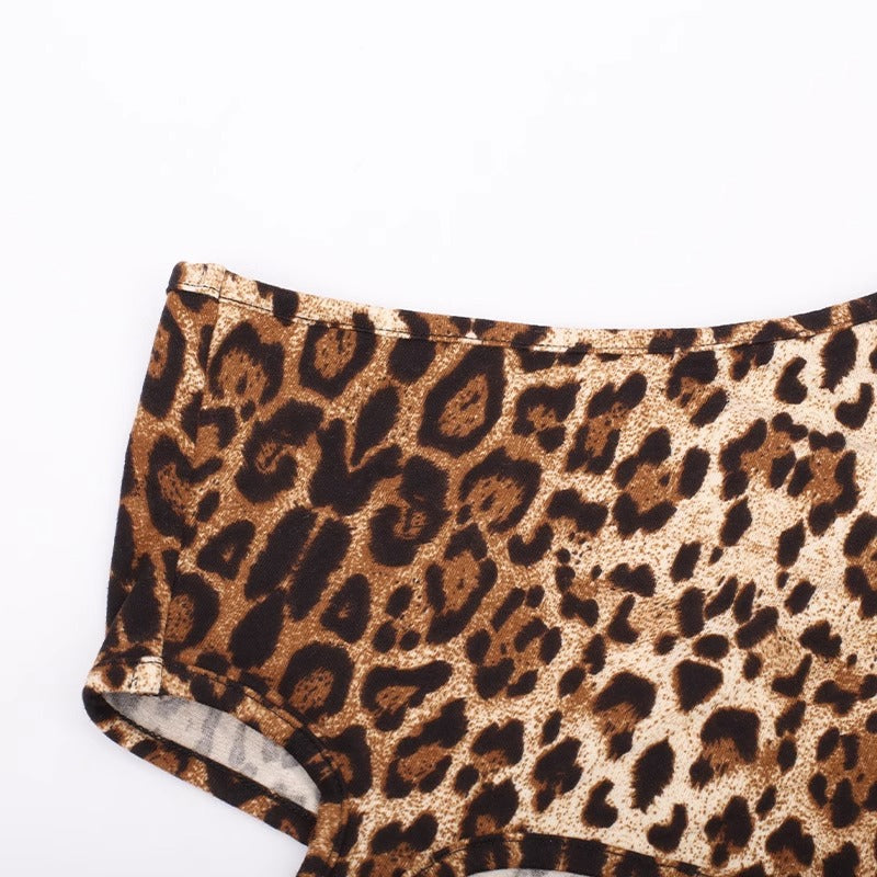 Leopard Print Cut-Out Bodysuit - Pampering yourself