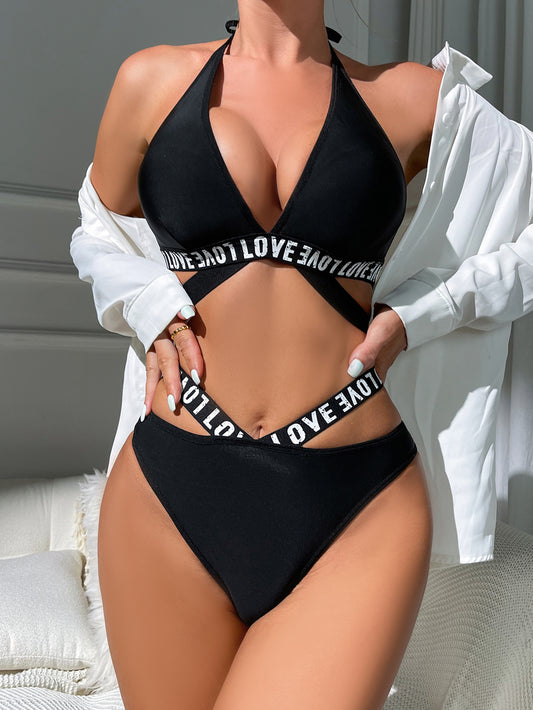 Black Strappy Set with “LOVE” Detailing