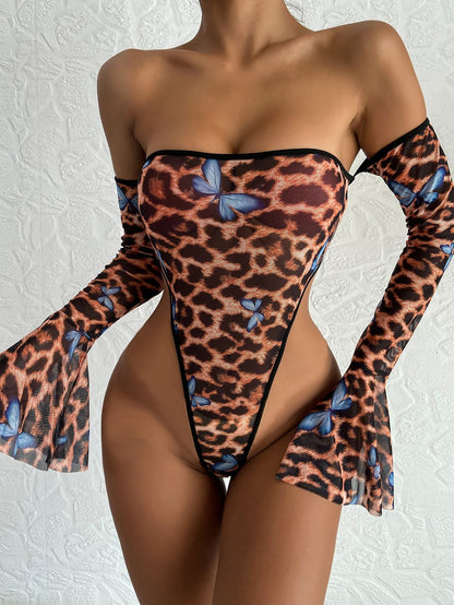 Leopard Print Butterfly Bodysuit