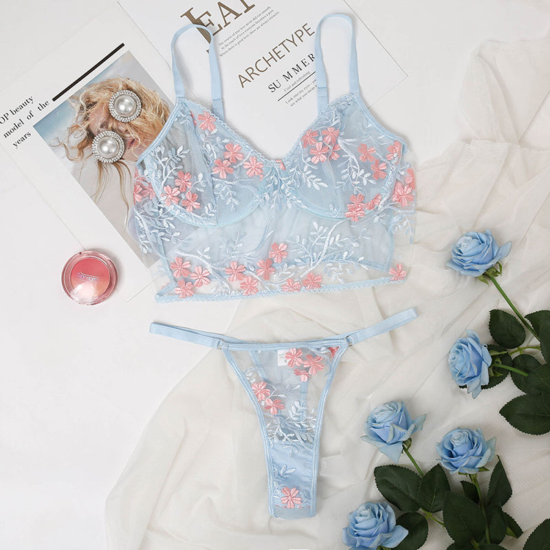 Blue Blossom Lace Set