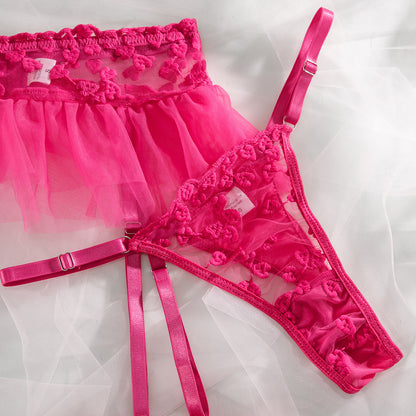 Romantic Pink Lace Lingerie Set