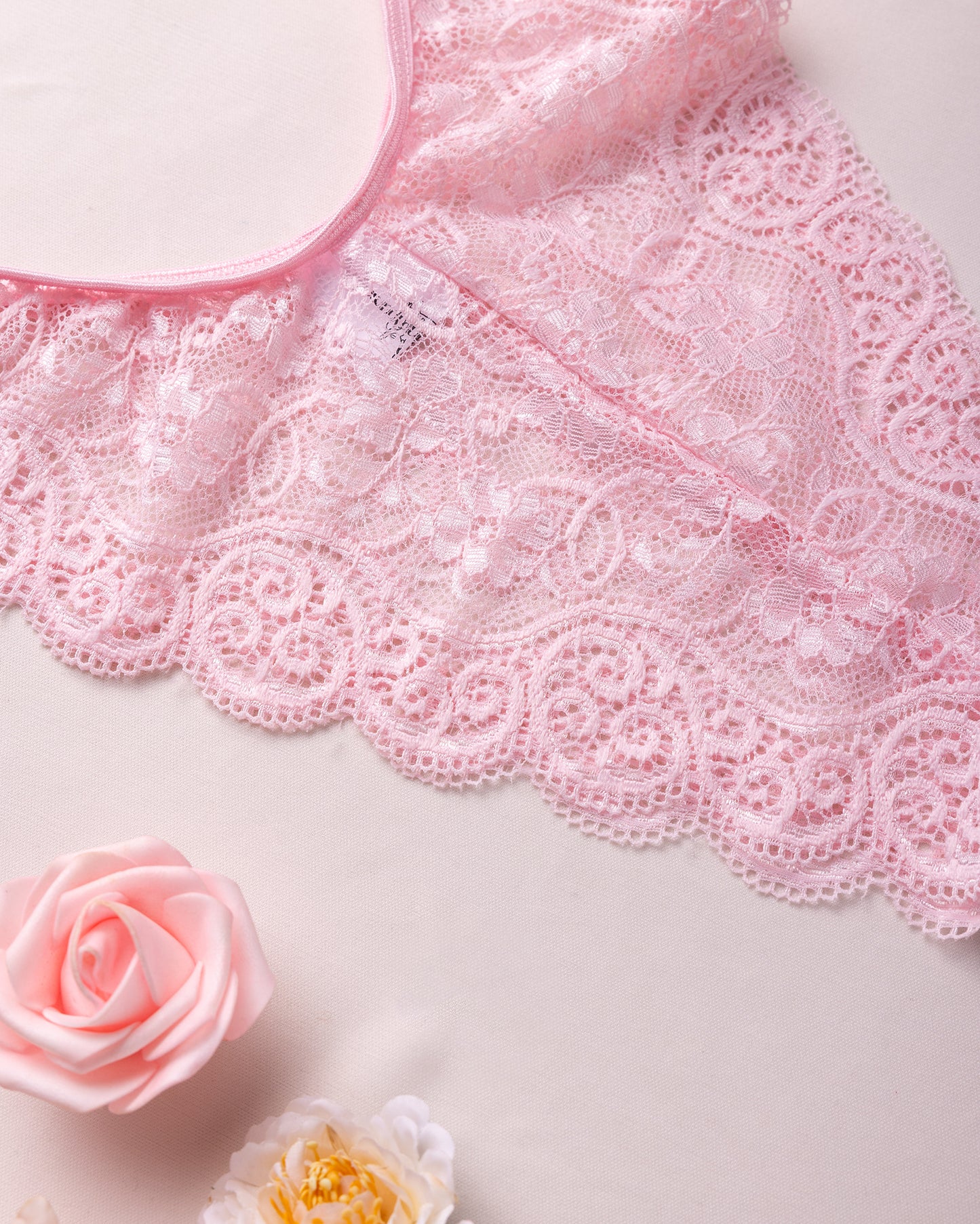 Soft Pink Lace Bralette and Briefs Set